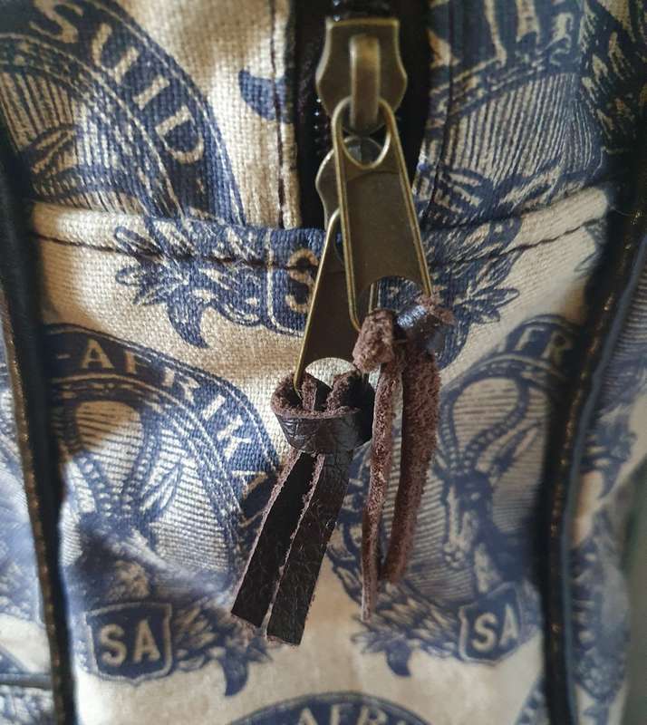 MONGOOSE HANDCRAFTED WEEKEND BAG WITH OLD SA STAMP LOGO.  UNUSED.
