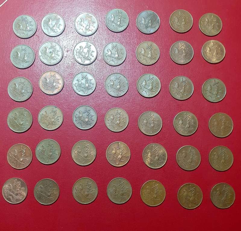 42 X 1970  RSA 1/2 CENT COINS . UNC TO CIRC. ONE BID FOR ALL.