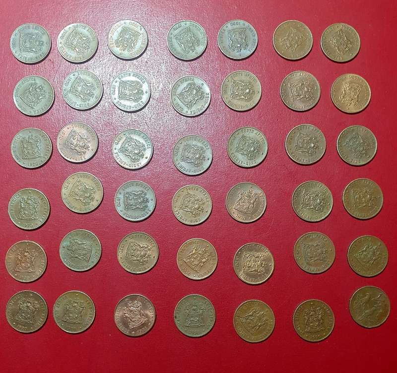 42 X 1970  RSA 1/2 CENT COINS . UNC TO CIRC. ONE BID FOR ALL.