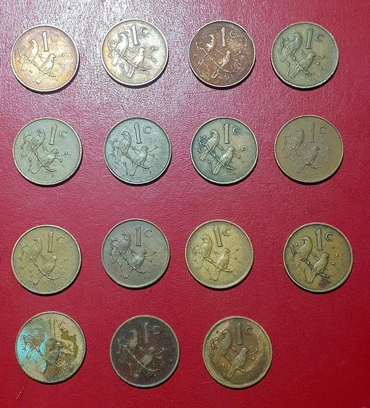 15 X 1967  RSA 0NE CENT COINS . UNC TO CIRC. ONE BID FOR ALL.