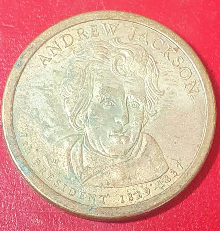 SCARCE ONE USD - 2008 P . ANDREW JACKSON COIN. Commemorative issue.
