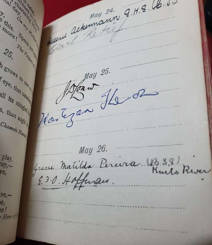 1890s MRS. HEMANS BIRTHDAY BOOK. LEATHER BOUND EMBOSSED.