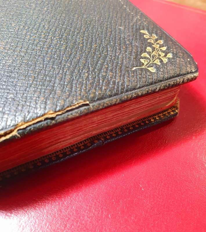 1890s MRS. HEMANS BIRTHDAY BOOK. LEATHER BOUND EMBOSSED.