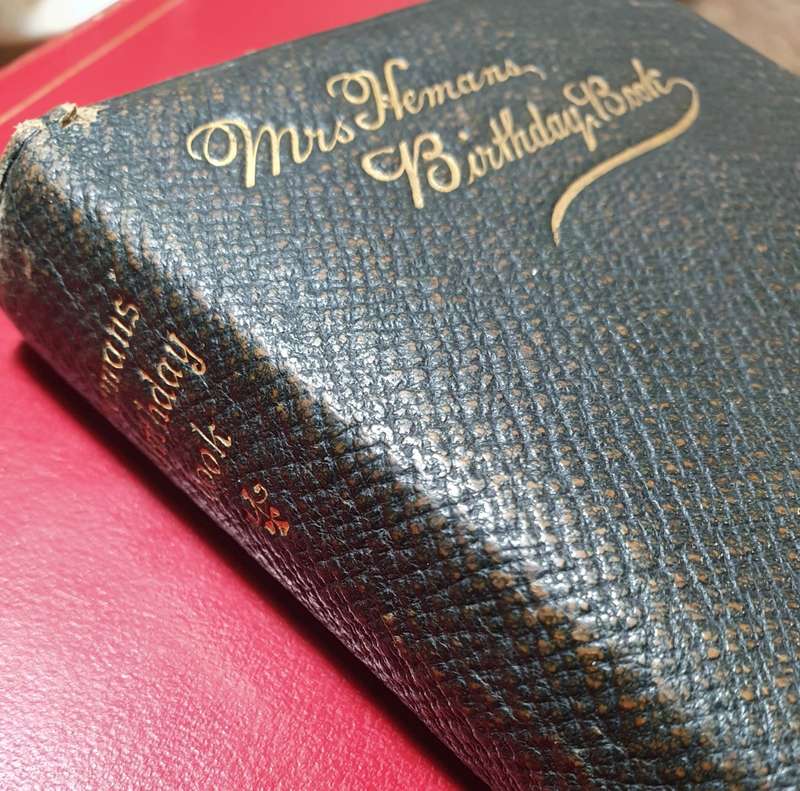1890s MRS. HEMANS BIRTHDAY BOOK. LEATHER BOUND EMBOSSED.
