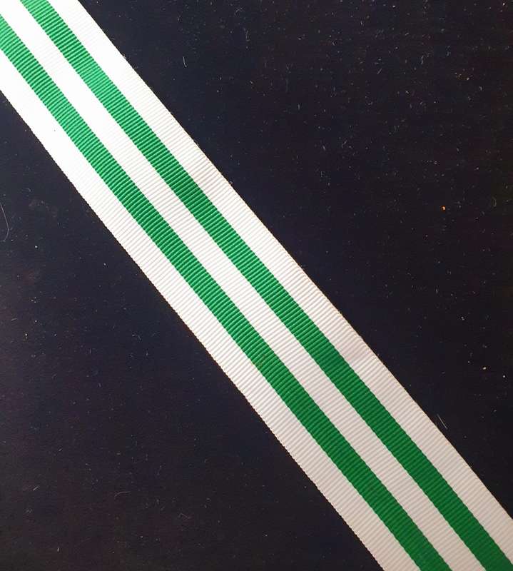 2  X GOOD SERVICE FULL SIZE MEDAL SECOND TYPE SILVER RIBBONS. EACH MINIMUM 20CM LONG. BID PER RIBBON