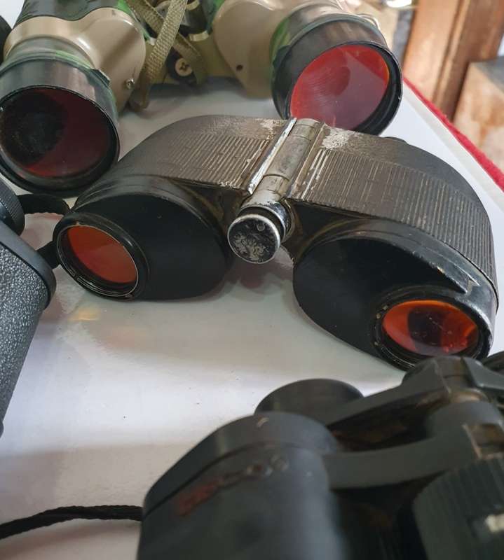 6 X BINOCULARS INCL. RANGER, TASCO,VANGUARD, ETC FOR REST0RATION JOB OR PARTS. ONE BID FOR ALL.