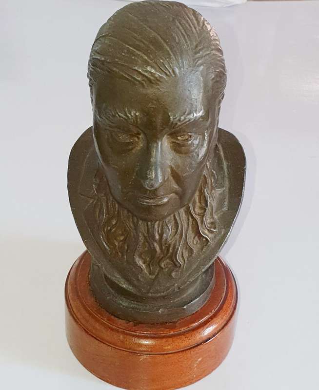 PAUL KRUGER. 1945 .COERT STEYNBERG. SPELTER BUST SCULPTURE.