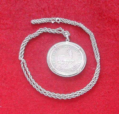 S.A. 5 SHILLINGS 1948 COIN WITH 925 SILVER CHAIN AND CLASP!! RARE!!