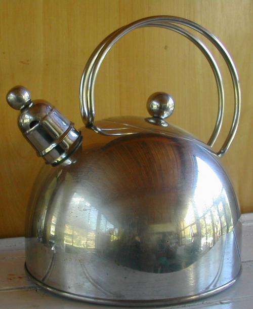 VINTAGE 18/8 STAINLESS  KETTLE WITH WHISTLE.