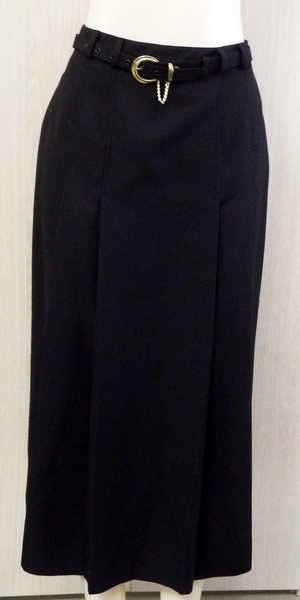 Vintage RETUS pure new wool lined black skirt with belt - Size : 14/38 - Length : 87.5 cm - As new