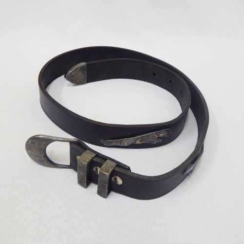 Vintage leather belt with Jaguar emblem - Length: 93 cm