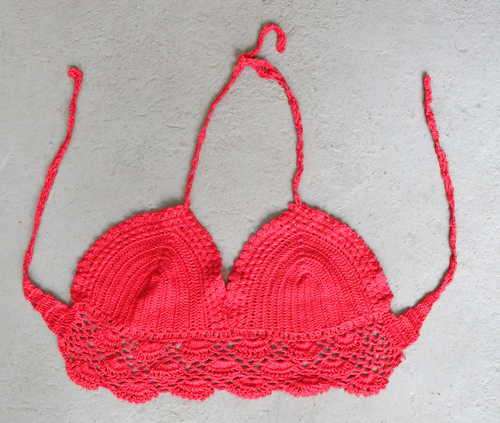 Red crochet bikini top S/M