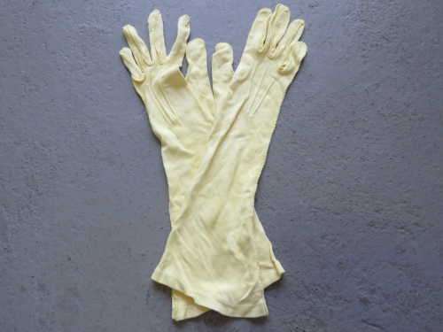 Beautiful vintage yellow women`s long gloves