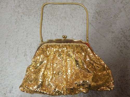 Vintage gold colour evening bag - Made in Western Germany - 20cm x 16cm