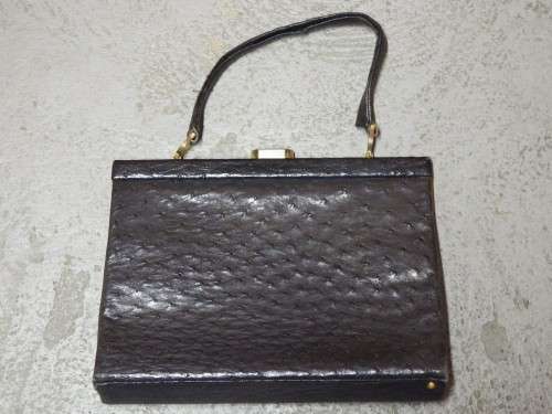 Black Ostrich leather handbag - Some damage - 28cm x 21cm