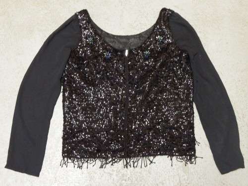 Vintage handmade evening top with lovely bead work - Lined with zip