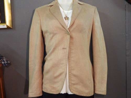 Light brown genuine leather jacket by W. Collection - Size: 6 - One button missing