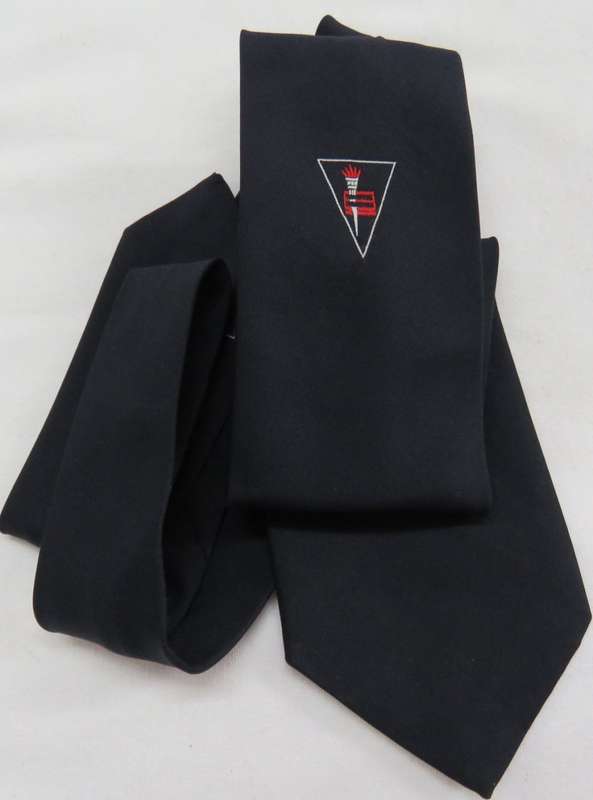 Navy blue tie with logo - Length 142 cm