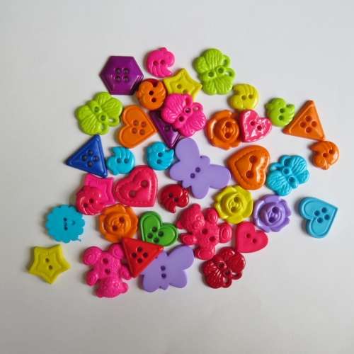 28-40 small different shapes and bright colour buttons