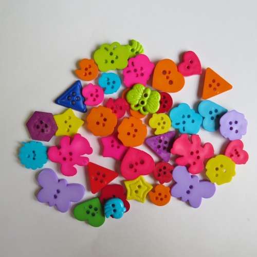 28-40 small different shapes and bright colour buttons