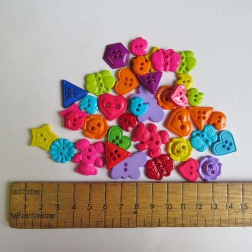 28-40 small different shapes and bright colour buttons