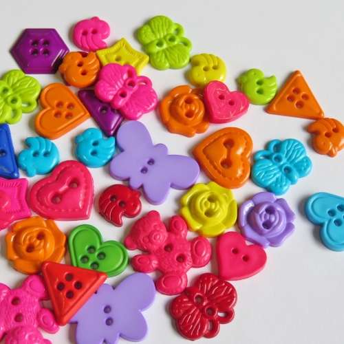 28-40 small different shapes and bright colour buttons