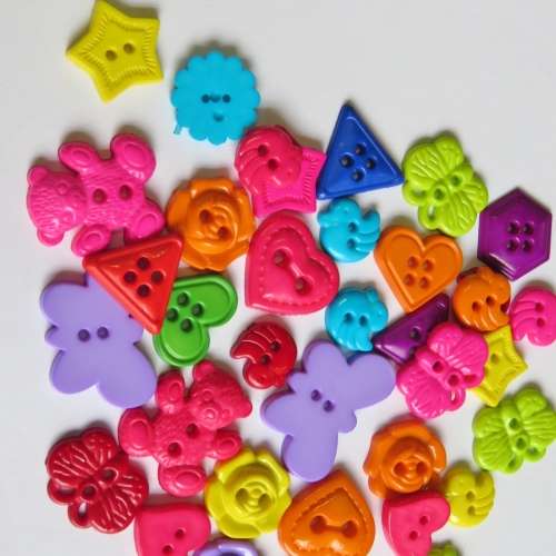 28-40 small different shapes and bright colour buttons