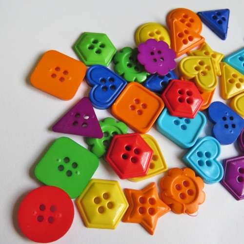 50+ Different colour, shape and size buttons