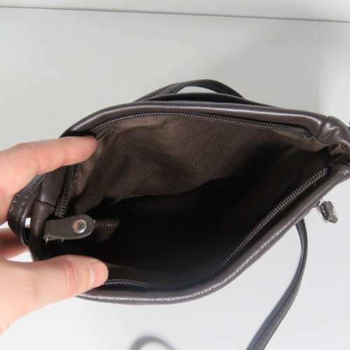 Dark brown leather small handbag - 17 x 21 cm