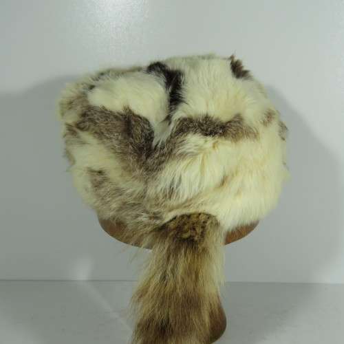 Vintage Canadian Rabbit skin and Raccoon tail winter cap - Size medium - 57 cm