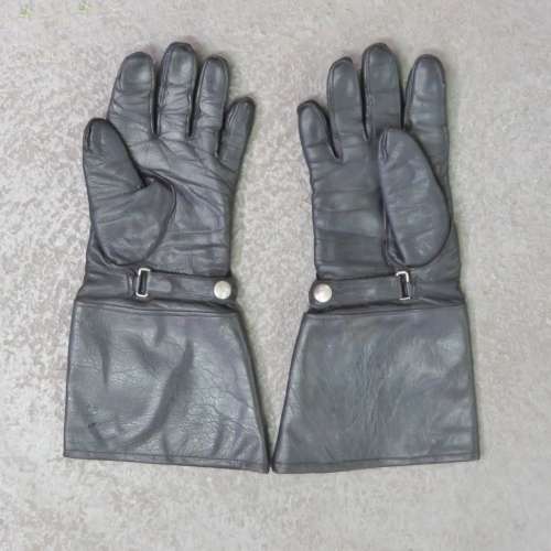 Pair of vintage leather motorbike gloves - Size S/M - Length 34 cm