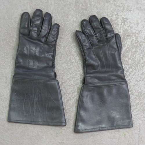 Pair of vintage leather motorbike gloves - Size S/M - Length 34 cm