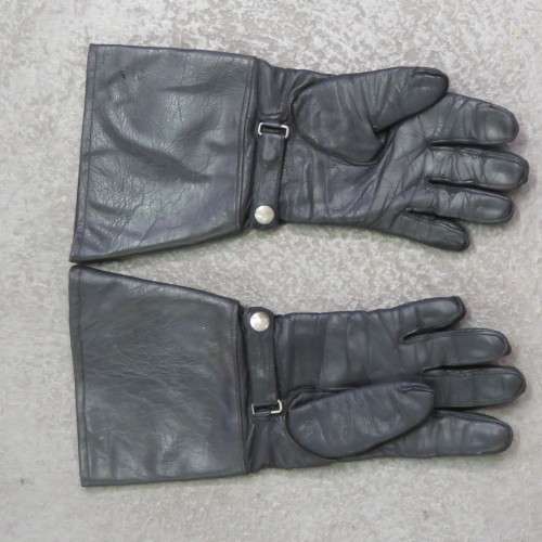 Pair of vintage leather motorbike gloves - Size S/M - Length 34 cm
