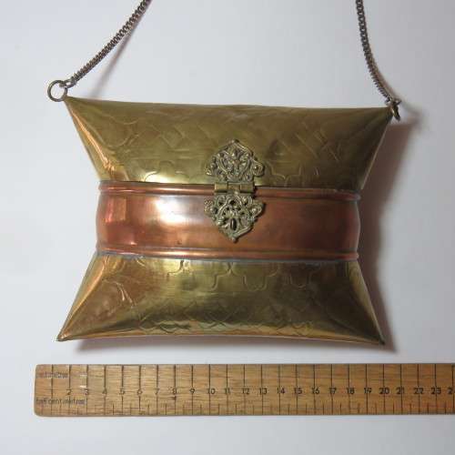 Vintage brass and copper fashion clutch bag