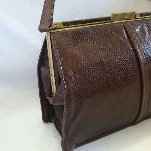 Vintage Brown skin pattern evening bag - made in England - excellent condtition