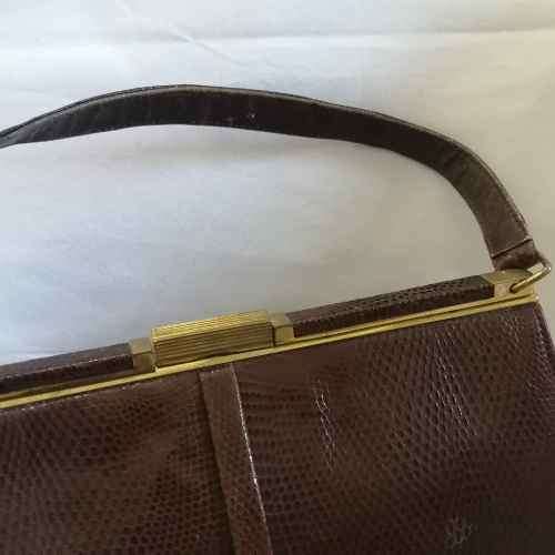 Vintage Brown skin pattern evening bag - made in England - excellent condtition