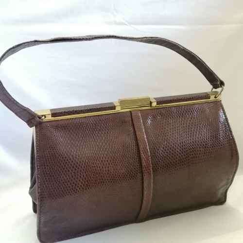 Vintage Brown skin pattern evening bag - made in England - excellent condtition