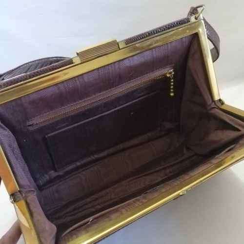 Vintage Brown skin pattern evening bag - made in England - excellent condtition