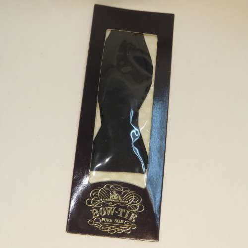 Pure silk black bowtie in original package