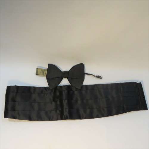 AK Co Acetate medium vintage cummerbund with Velcro plus bowtie - Cummerbund length 101 cm