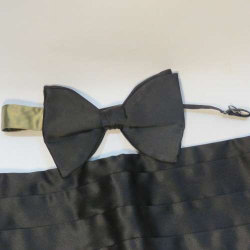 AK Co Acetate medium vintage cummerbund with Velcro plus bowtie - Cummerbund length 101 cm