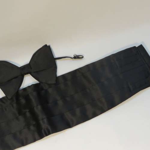 AK Co Acetate medium vintage cummerbund with Velcro plus bowtie - Cummerbund length 101 cm