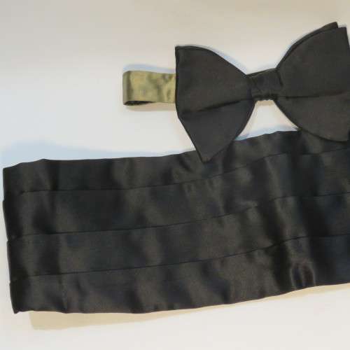 AK Co Acetate medium vintage cummerbund with Velcro plus bowtie - Cummerbund length 101 cm