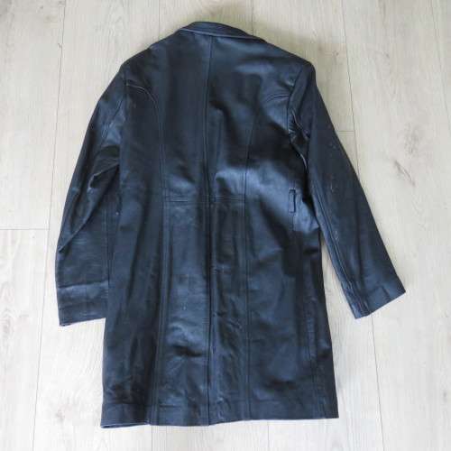 Black leather jacket marked XL - Sizes below