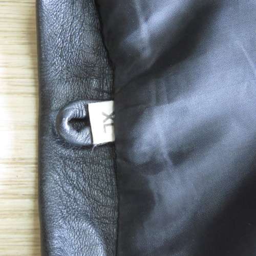 Black leather jacket marked XL - Sizes below