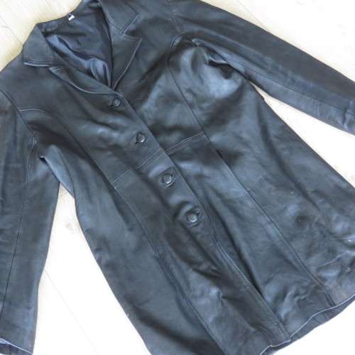 Black leather jacket marked XL - Sizes below