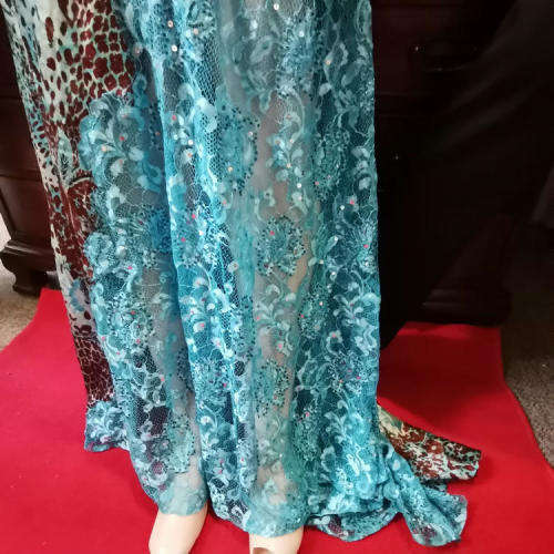 BG Haute Blue and Brown Leopard print evening dress  - Size 8