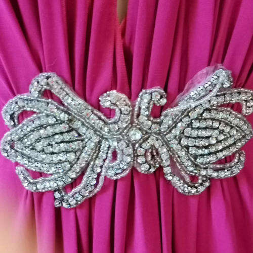 Pink cocktail dress with diamante - Size L