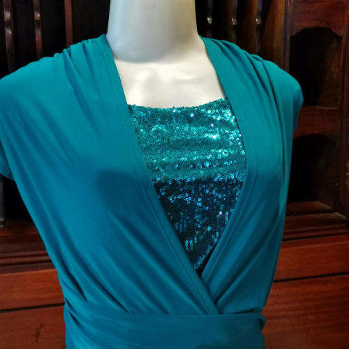 Brand New HipHop size 38 turquoise evening dress - with sequence