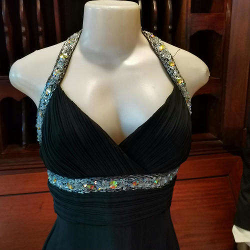 Black evening dress with beautiful diamante details - Need some TLC